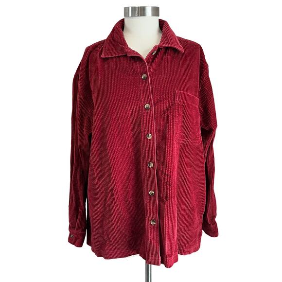 L.L. Bean Tops - VTG 90’s LL Bean Women’s Red Corduroy Button Down Shirt Size XL Petite